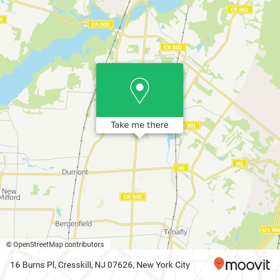 Mapa de 16 Burns Pl, Cresskill, NJ 07626