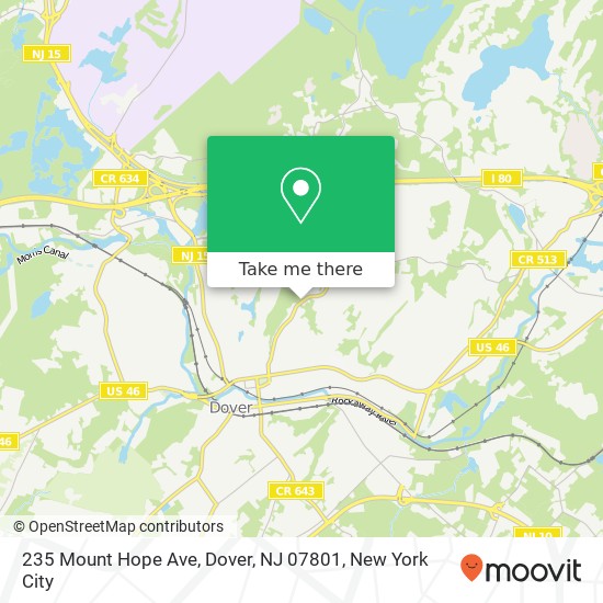 Mapa de 235 Mount Hope Ave, Dover, NJ 07801