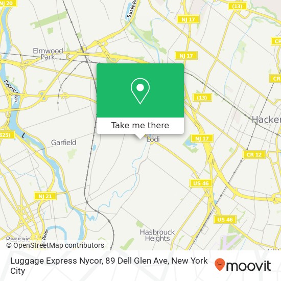 Mapa de Luggage Express Nycor, 89 Dell Glen Ave