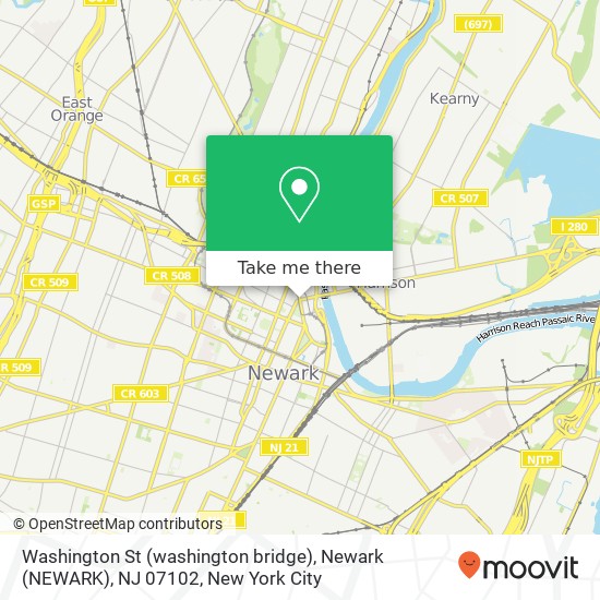 Mapa de Washington St (washington bridge), Newark (NEWARK), NJ 07102