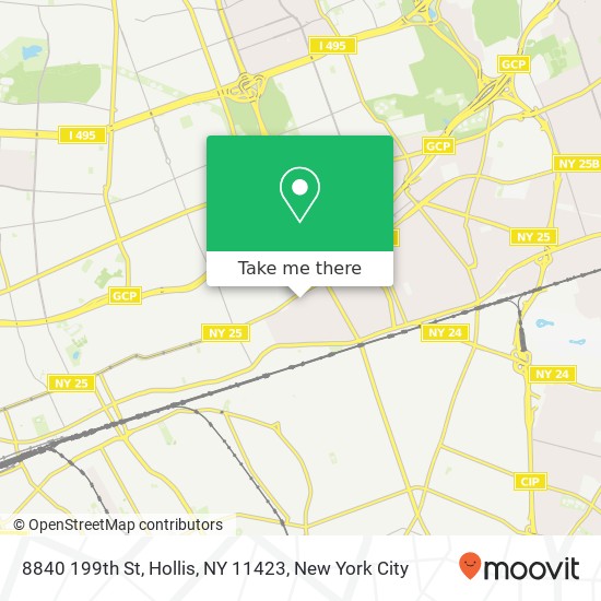 Mapa de 8840 199th St, Hollis, NY 11423