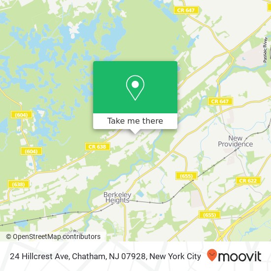 Mapa de 24 Hillcrest Ave, Chatham, NJ 07928