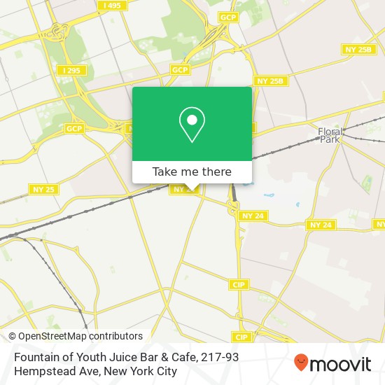 Mapa de Fountain of Youth Juice Bar & Cafe, 217-93 Hempstead Ave
