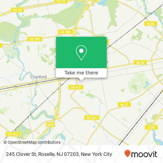 Mapa de 245 Clover St, Roselle, NJ 07203