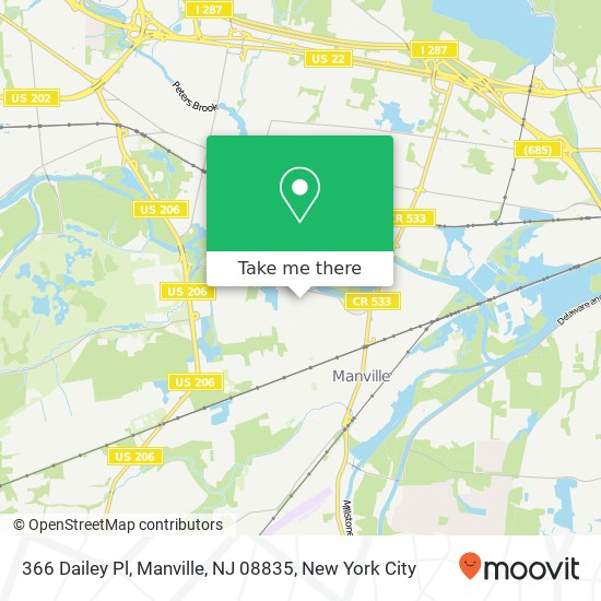 366 Dailey Pl, Manville, NJ 08835 map