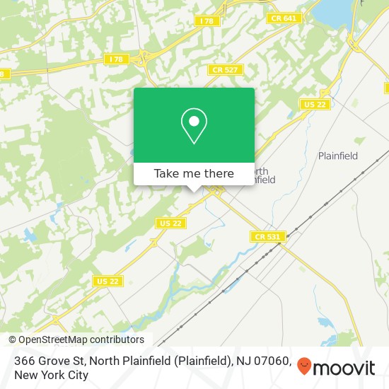 Mapa de 366 Grove St, North Plainfield (Plainfield), NJ 07060