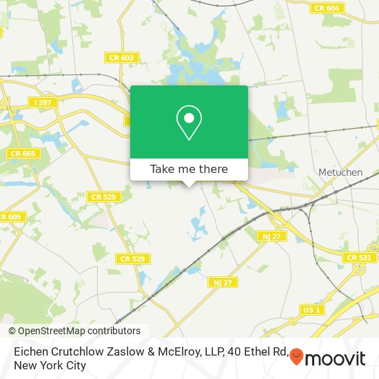 Eichen Crutchlow Zaslow & McElroy, LLP, 40 Ethel Rd map
