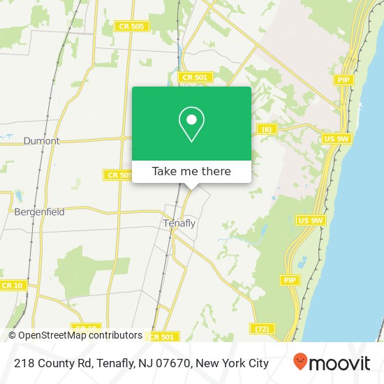 Mapa de 218 County Rd, Tenafly, NJ 07670