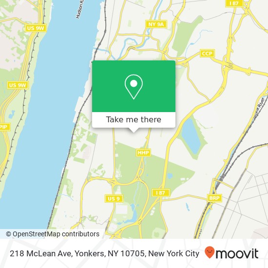 Mapa de 218 McLean Ave, Yonkers, NY 10705