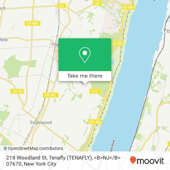 Mapa de 218 Woodland St, Tenafly (TENAFLY), <B>NJ< / B> 07670
