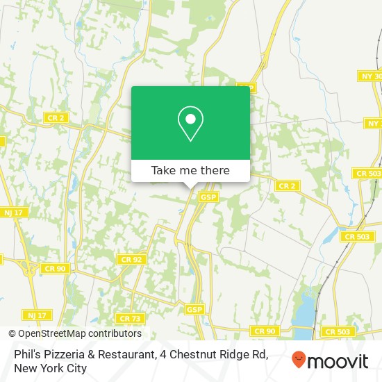 Phil's Pizzeria & Restaurant, 4 Chestnut Ridge Rd map