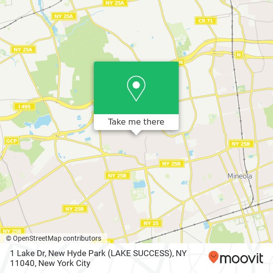Mapa de 1 Lake Dr, New Hyde Park (LAKE SUCCESS), NY 11040