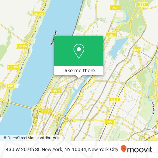 Mapa de 430 W 207th St, New York, NY 10034