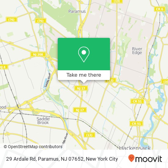 Mapa de 29 Ardale Rd, Paramus, NJ 07652