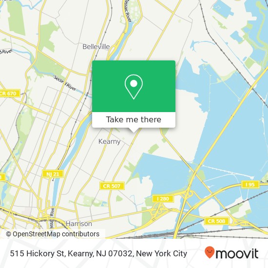 Mapa de 515 Hickory St, Kearny, NJ 07032