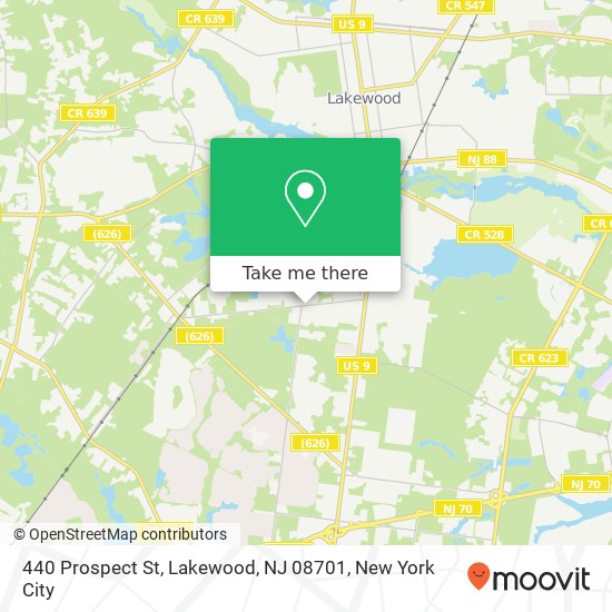 Mapa de 440 Prospect St, Lakewood, NJ 08701
