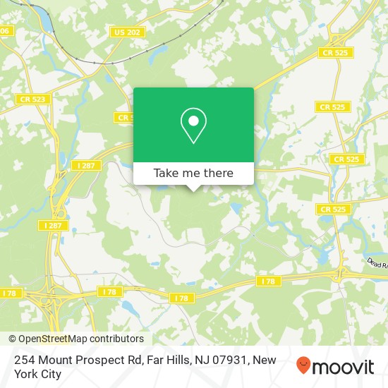Mapa de 254 Mount Prospect Rd, Far Hills, NJ 07931