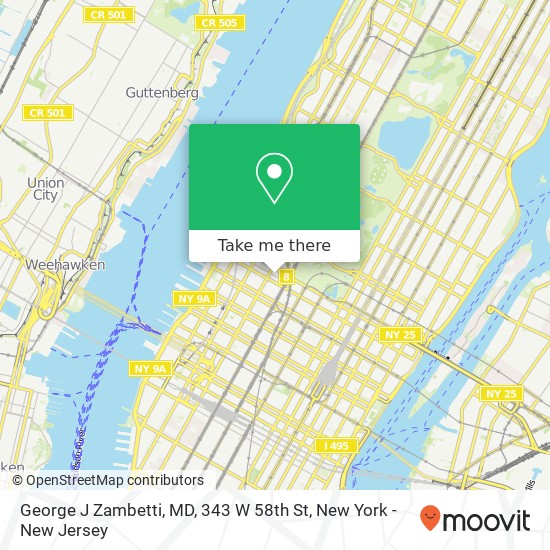 Mapa de George J Zambetti, MD, 343 W 58th St
