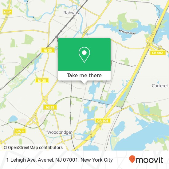 Mapa de 1 Lehigh Ave, Avenel, NJ 07001