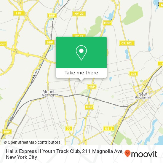 Mapa de Hall's Express II Youth Track Club, 211 Magnolia Ave