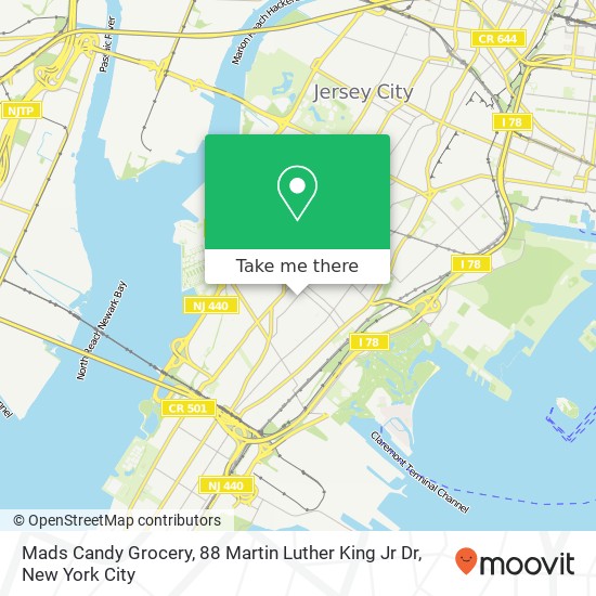 Mapa de Mads Candy Grocery, 88 Martin Luther King Jr Dr