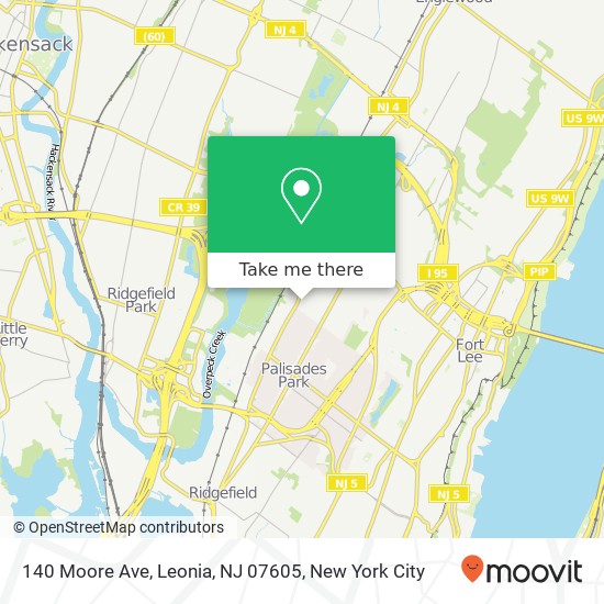 Mapa de 140 Moore Ave, Leonia, NJ 07605