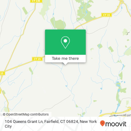 Mapa de 104 Queens Grant Ln, Fairfield, CT 06824