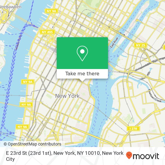 Mapa de E 23rd St (23rd 1st), New York, NY 10010