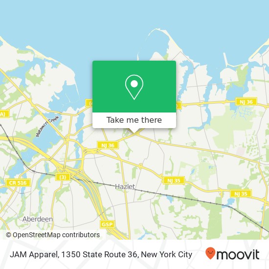 Mapa de JAM Apparel, 1350 State Route 36