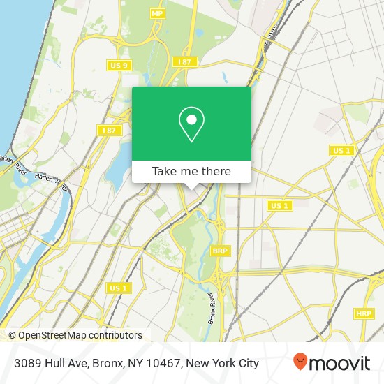 Mapa de 3089 Hull Ave, Bronx, NY 10467