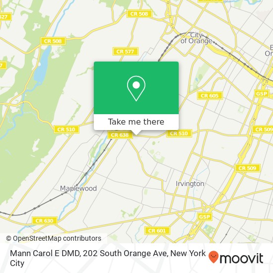 Mapa de Mann Carol E DMD, 202 South Orange Ave