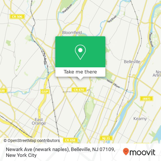 Newark Ave (newark naples), Belleville, NJ 07109 map