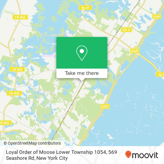 Loyal Order of Moose Lower Township 1054, 569 Seashore Rd map