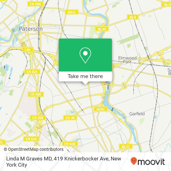 Mapa de Linda M Graves MD, 419 Knickerbocker Ave