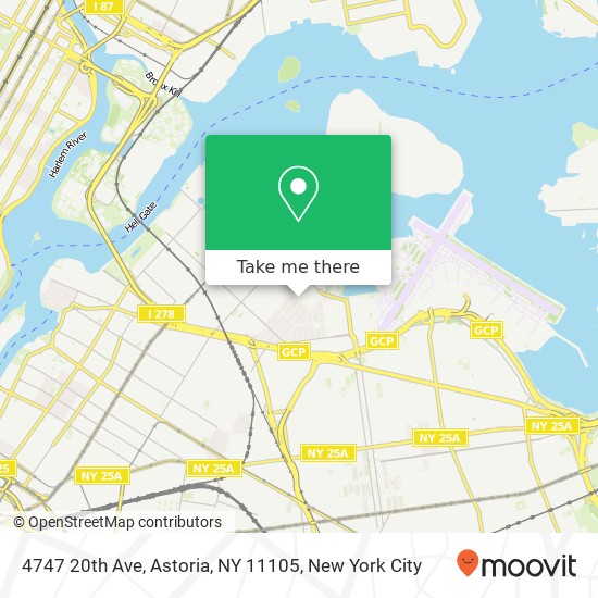 Mapa de 4747 20th Ave, Astoria, NY 11105