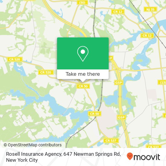 Rosell Insurance Agency, 647 Newman Springs Rd map