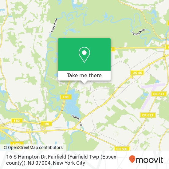 16 S Hampton Dr, Fairfield (Fairfield Twp (Essex county)), NJ 07004 map