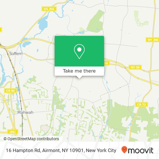Mapa de 16 Hampton Rd, Airmont, NY 10901