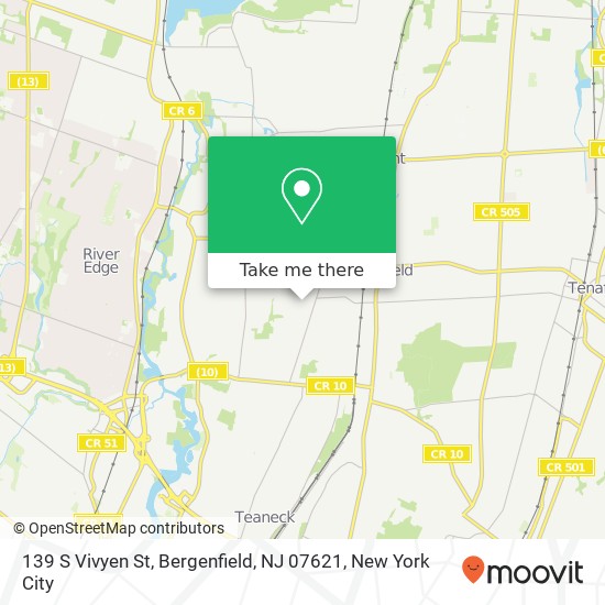 Mapa de 139 S Vivyen St, Bergenfield, NJ 07621