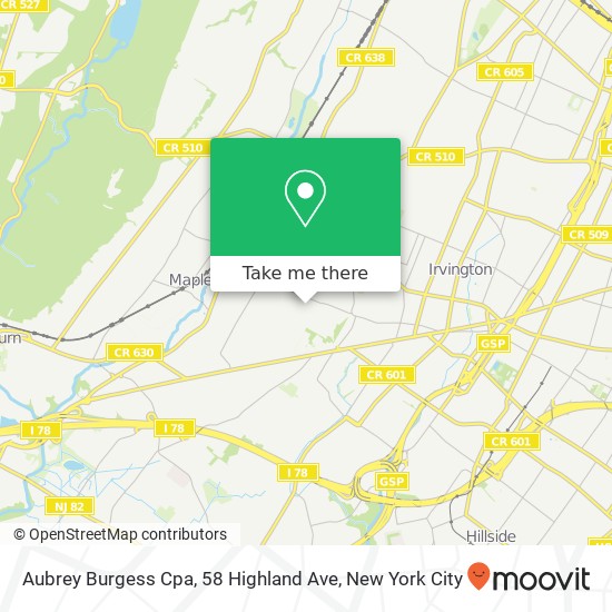 Mapa de Aubrey Burgess Cpa, 58 Highland Ave