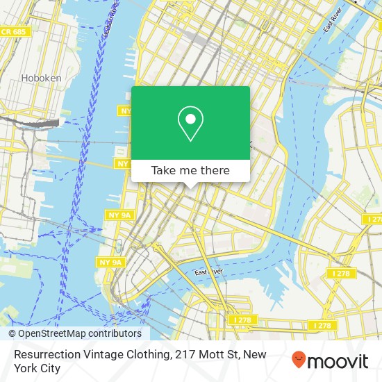 Resurrection Vintage Clothing, 217 Mott St map