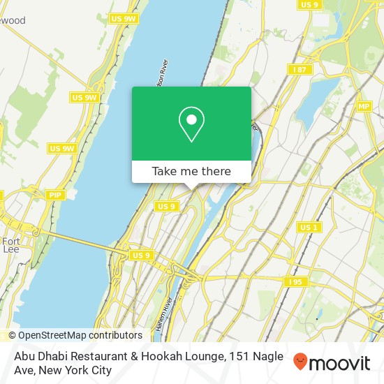 Mapa de Abu Dhabi Restaurant & Hookah Lounge, 151 Nagle Ave