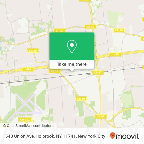 Mapa de 540 Union Ave, Holbrook, NY 11741