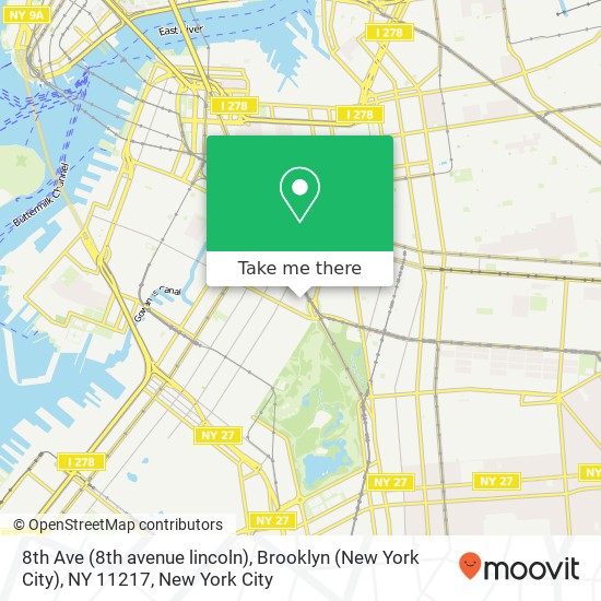 Mapa de 8th Ave (8th avenue lincoln), Brooklyn (New York City), NY 11217