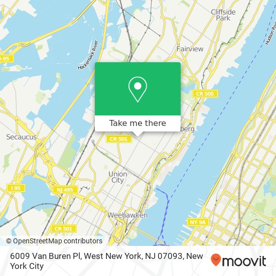 Mapa de 6009 Van Buren Pl, West New York, NJ 07093