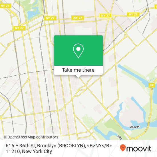 Mapa de 616 E 36th St, Brooklyn (BROOKLYN), <B>NY< / B> 11210