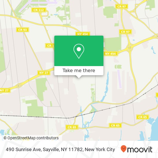 Mapa de 490 Sunrise Ave, Sayville, NY 11782