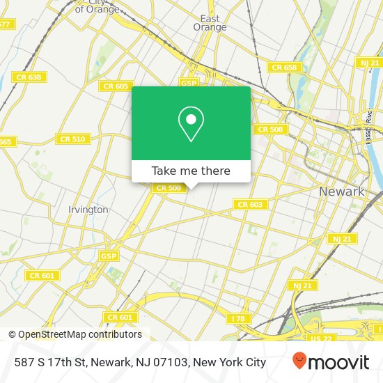 Mapa de 587 S 17th St, Newark, NJ 07103