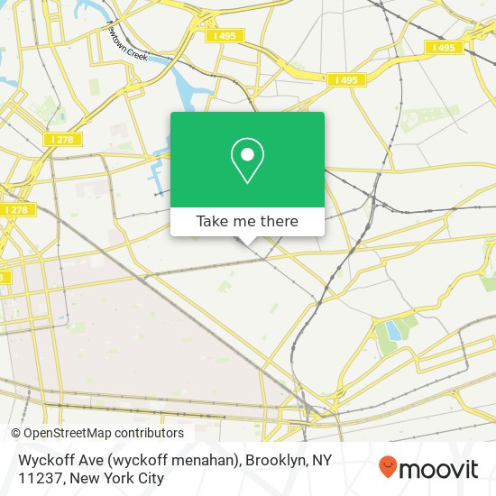 Mapa de Wyckoff Ave (wyckoff menahan), Brooklyn, NY 11237