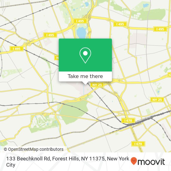 Mapa de 133 Beechknoll Rd, Forest Hills, NY 11375